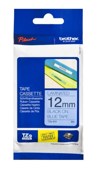 Brother TZe-531 Black On Blue Laminated P-Touch Labelling Tape 12mm x 8m