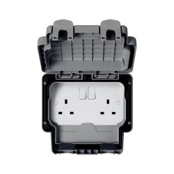 Hager 13 Amp Switched Twin Weatherproof IP66 Socket