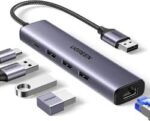 Ugreen USB3.0 to 3×USB3.0 +RJ45 (1000M) Ethernet Adapter Type-C Power Supply-UG-60554