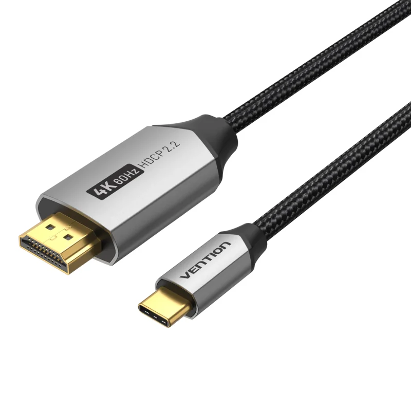 Vention Cotton Braided USB-C to HDMI Cable 1M Black Aluminum Alloy Type