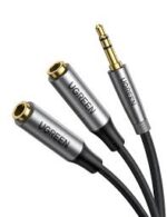Ugreen UG- 20816 3.5mm Male to 2 Female Audio Cable 20cm (Black)