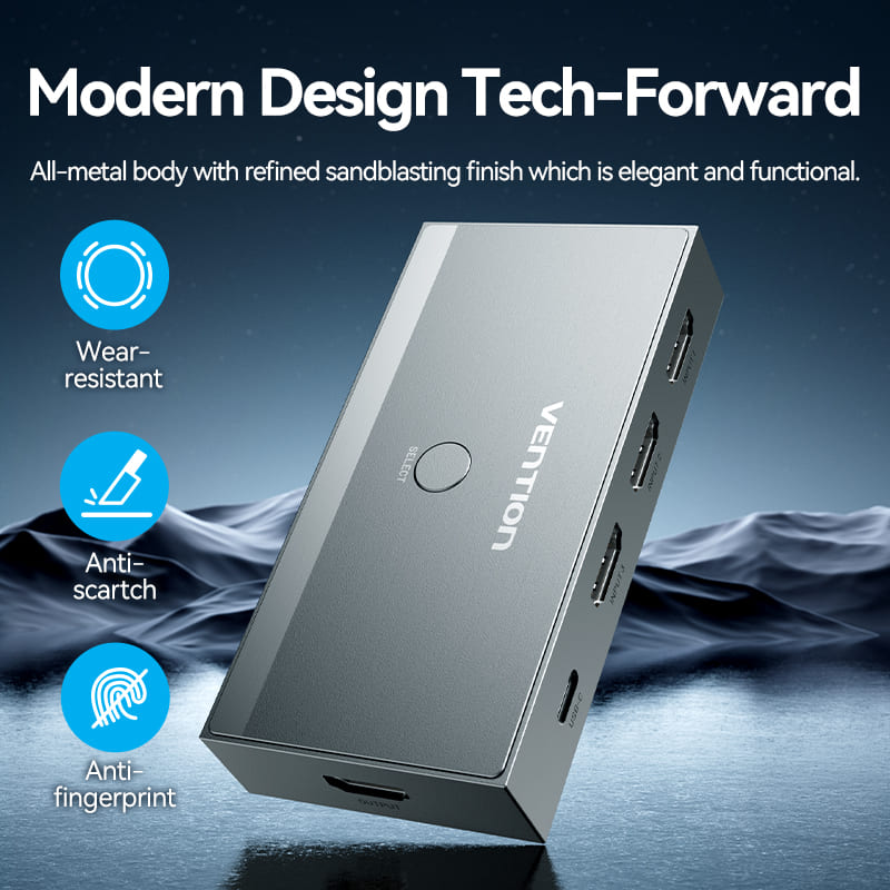 Vention 3 In 1 Out HDMI Switcher Gray Metay Type