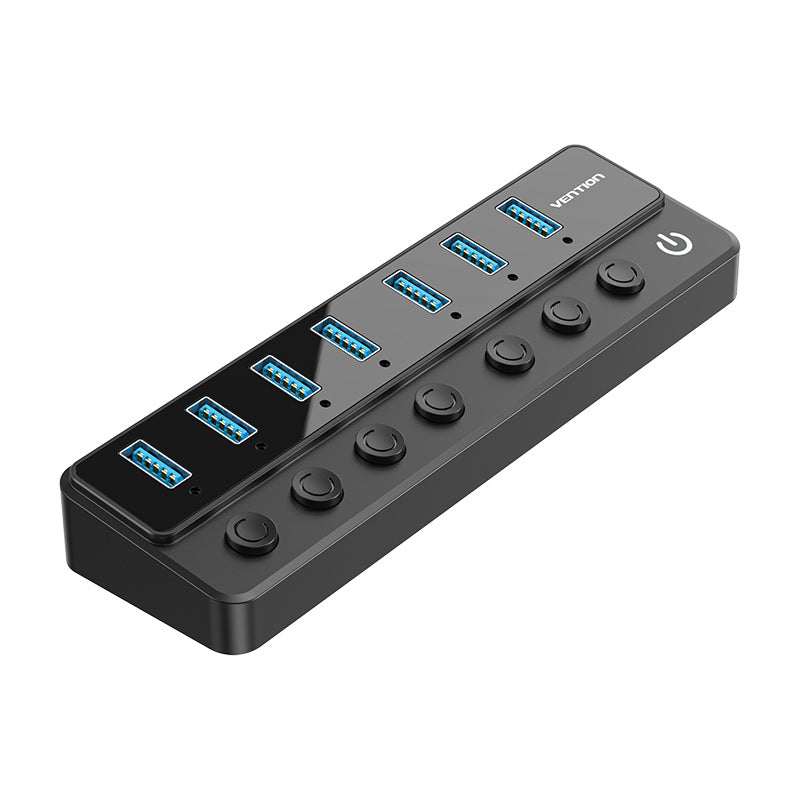 Vention USB B to USB 3.0 X7 HUB with individual Power switches And DC.5.5m power adapter