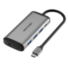 Vention USB C Multi-function 5 in 1 Docking Station Type-C to HDMI/USB3.0*3/PD Converter 0.15M Gray Metal Type