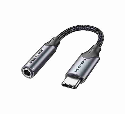Vention USB-C Male to 3.5MM Earphone Jack With DAC Adapter 0.1M Gray