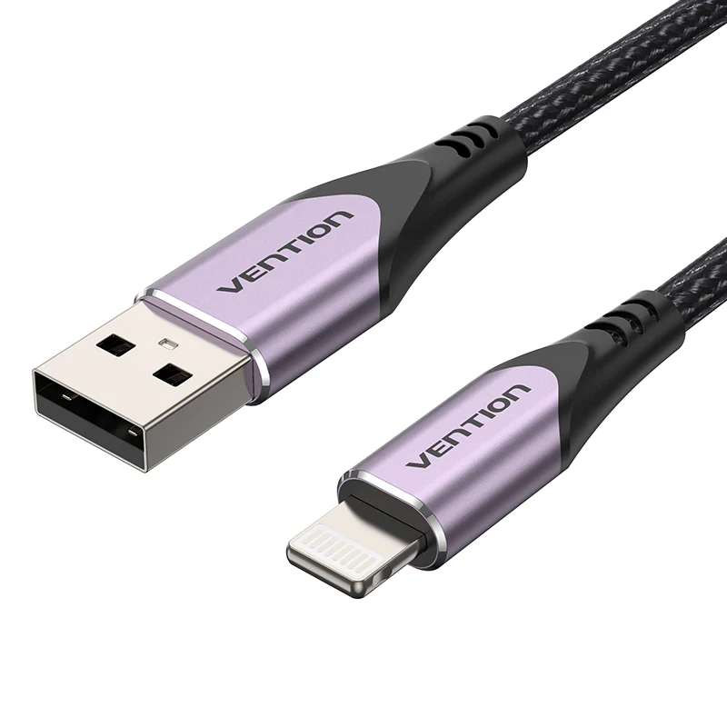 Vention USB 2.0 A Male to Lightning Male Cable Purple 1M Aluminum Alloy
