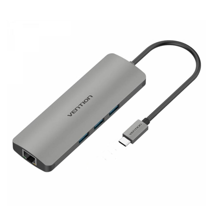Vention 9 in 1 Multi-function Type-C Docking Station 0.1M Gray Metal Type