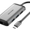 Vention USB C Multi-function 6 in 1 Docking Station, Type C TO HDMI/USB 3.0 (3 port) RJ45/PD (87W) Converter 0.5m Gray