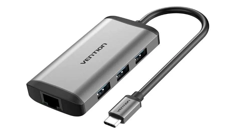 Vention USB C Multi-function 6 in 1 Docking Station, Type C TO HDMI/USB 3.0 (3 port) RJ45/PD (87W) Converter 0.5m Gray