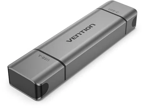 Vention 2-in-1 USB 3.0 A Card Reader(SD+TF) Gray Dual Drive Letter Aluminum Alloy Type