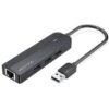 Vention 3-Port USB 2.0 Hub with 100M Ethernet Adapter 0.15M Black