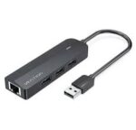 Vention 3-Port USB 2.0 Hub with 100M Ethernet Adapter 0.15M Black