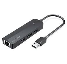 Vention 3-Port USB 2.0 Hub with 100M Ethernet Adapter 0.15M Black